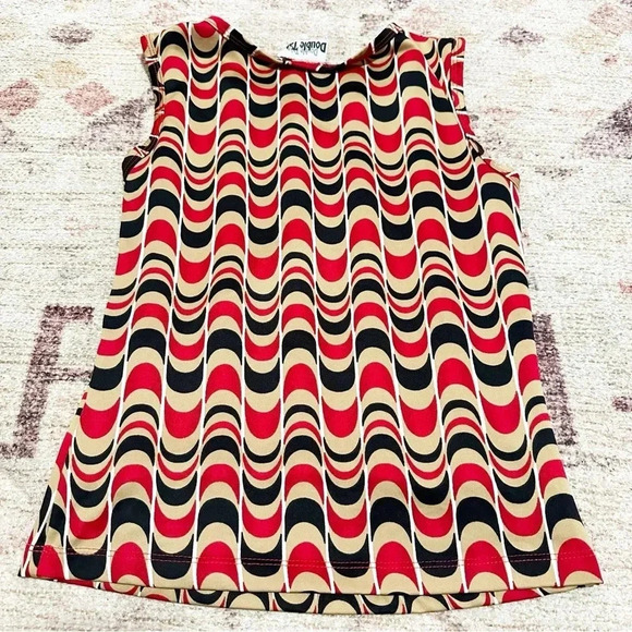 Vintage 90’s red, black, and tan wavy print sleeveless top 
Size small - Picture 7 of 10